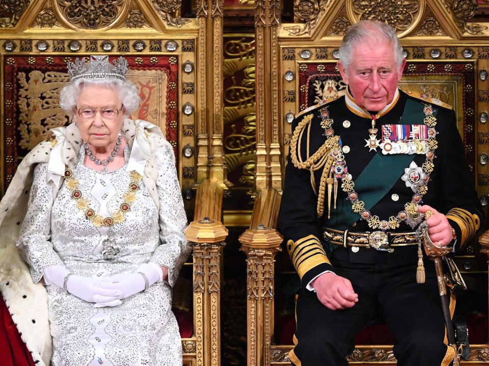 Queen Elizabeth II and her son Charles in 2019.