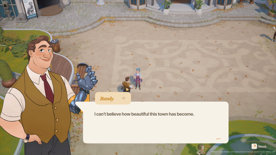 A screengrab of in-game dialogue with the villager NPCs