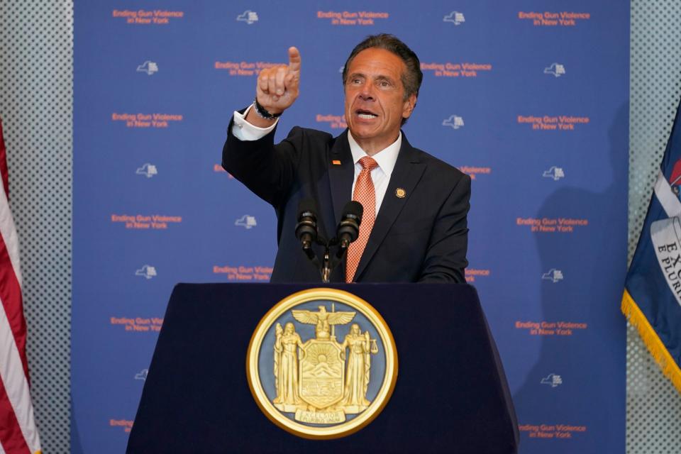 New York Governor Andrew Cuomo speaks in New York, Tuesday, July 6, 2021.