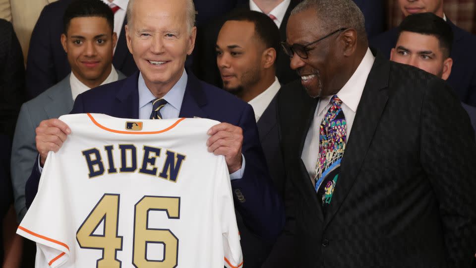 US President Joe Biden hosted the Houston Astros at the White House on August 7, 2023 in Washington, DC. to honor their 2022 World Series victory. - Alex Wong/Getty Images North America/Getty Images