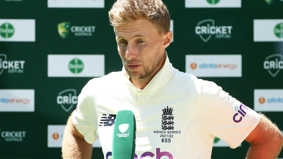 Joe Root, pictured here speaking to the media after England's loss in the third Ashes Test.