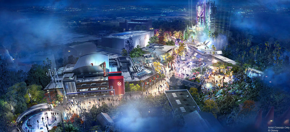 Concept art for the Marvel-themed section of Disneyland, Avengers Campus (Photo: Disney Parks Blog)