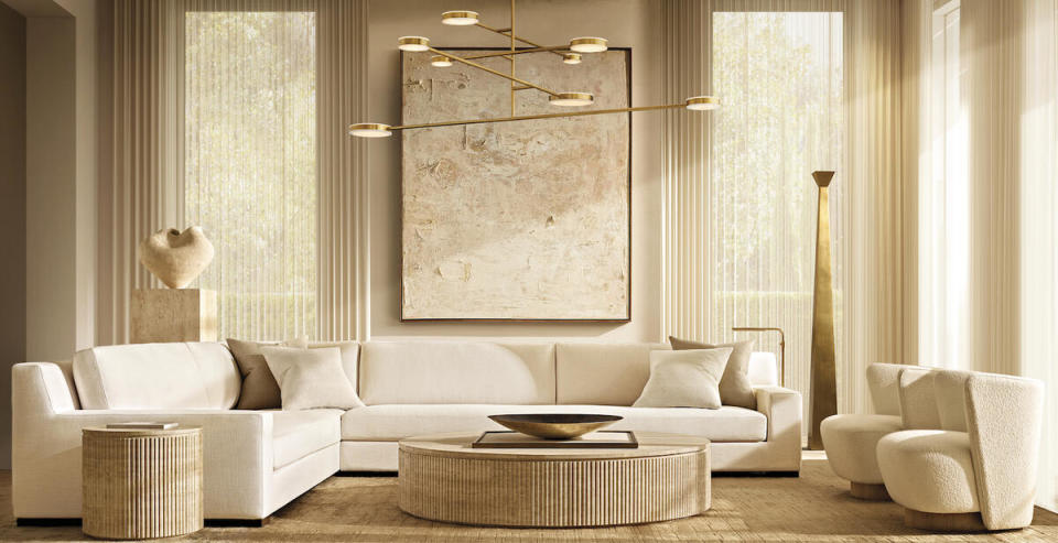 The Byron Round side table and coffee table by Harrison and Nicholas Condos for RH