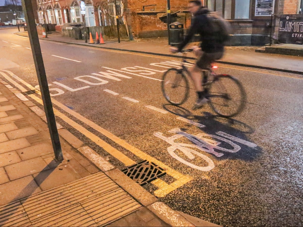 The bike lane measures around 7ft long  (Joseph Walshe / SWNS)