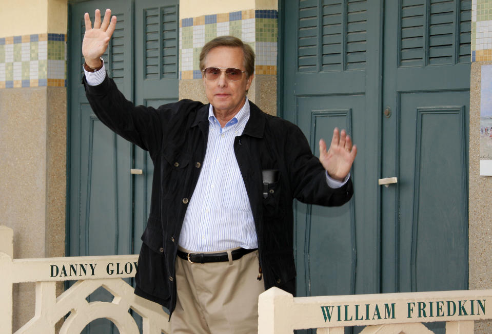 FILE - Director William Friedkin poses for photographers along the beach of Deauville at the 38th American Film Festival in Deauville, Normandy, France, Sunday Sept. 2, 2012. Friedkin, who won the best director Oscar for “The French Connection,” died Monday, Aug. 7, 2023, in Los Angeles, his wife, producer and former studio head Sherry Lansing told The Hollywood Reporter. (AP Photo/Michel Spingler, File)