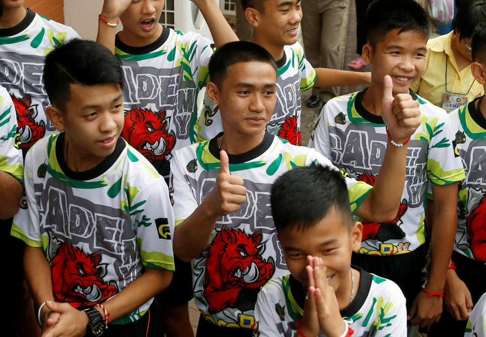 Youth soccer players saved from a flooded Thailand cave recounted the “magical” rescue after being trapped for days without food. (Reuters)