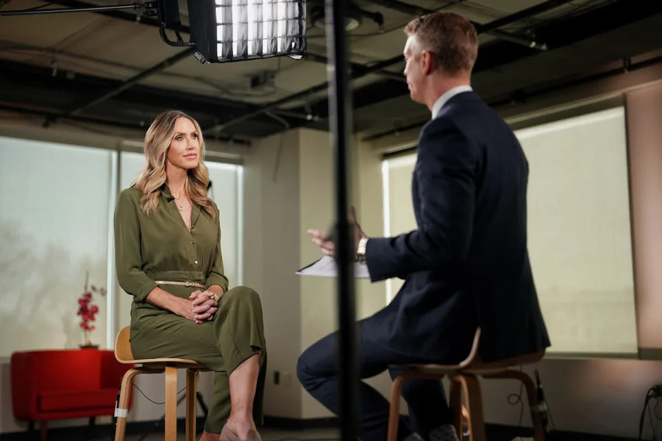 NBC News correspondent Garrett Haake interviews RNC co-chair Lara Trump. (Frank Thorp V / NBC News)