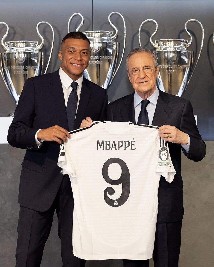 Kylian Mbappé y Florentino Pérez. Foto/Instagram: k.mbappe