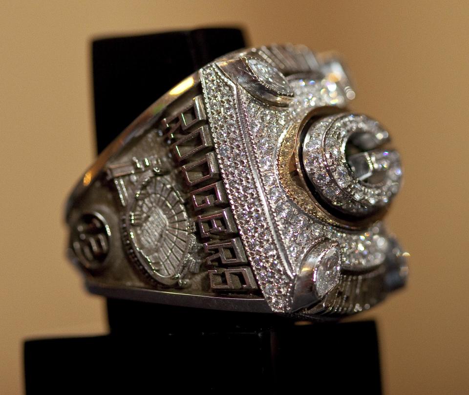 Aaron Rodgers’ ring from the 2010 season. (AP)