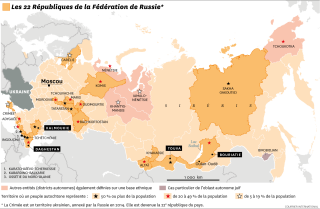 Carte des 22 républiques de la Fédération de Russie. 