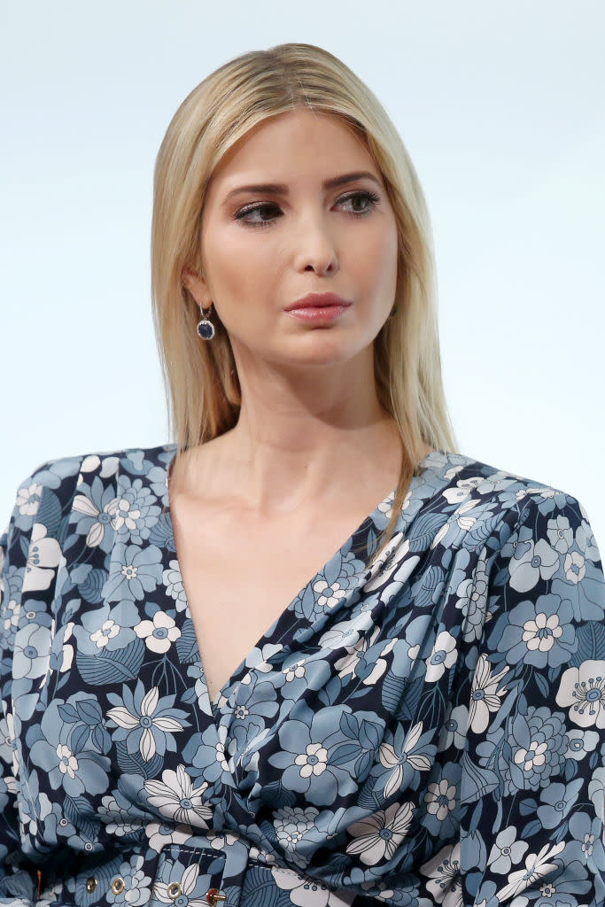 Ivanka Trump onstage of the W20 conference on April 25 in Berlin. She has stepped away from the daily operations of her clothing line, though she still profits from its sales. (Photo: Getty Images)