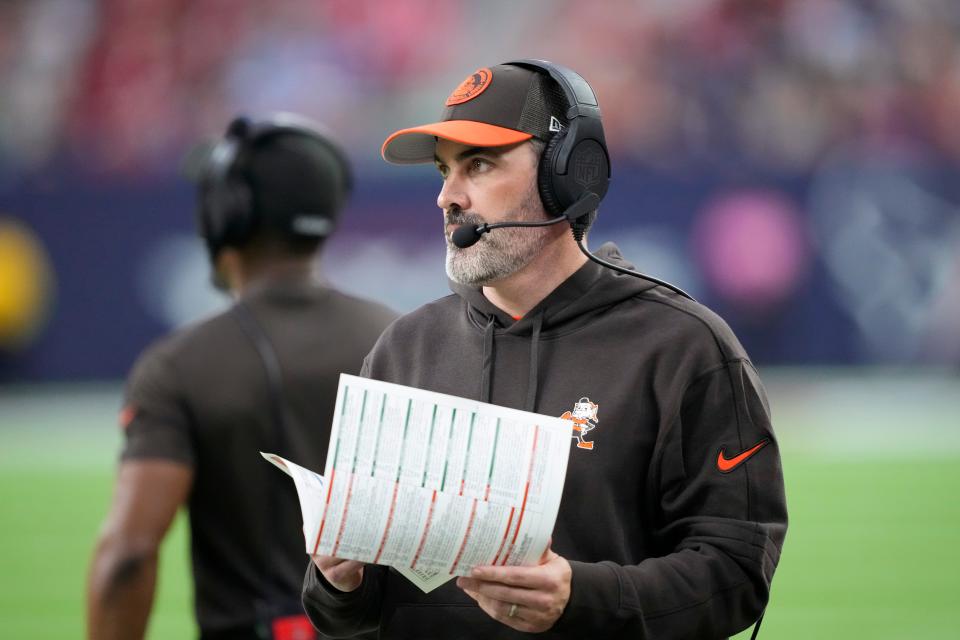 Cleveland Browns coach Kevin Stefanski looks on during the first half Sunday against the Houston Texans in Houston.