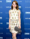 <p>We've seen furry key chains before, but furry dusters on the ends of belts? Now that's a new one, Emma Stone.</p>