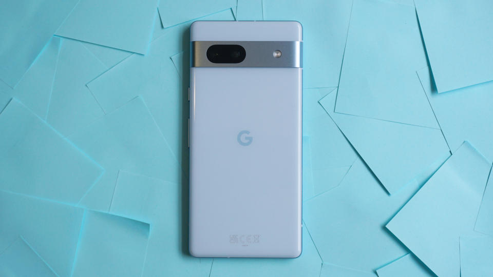 Google Pixel 7a review back straight sticky notes