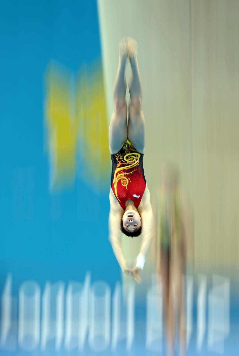 LONDON, ENGLAND - JULY 28: Ruolin Chen of China takes part in a diving training session during the 2012 London Olympics at the Aquatics Centre on July 28, 2012 in London, England. (Photo by Ian MacNicol/Getty Images)
