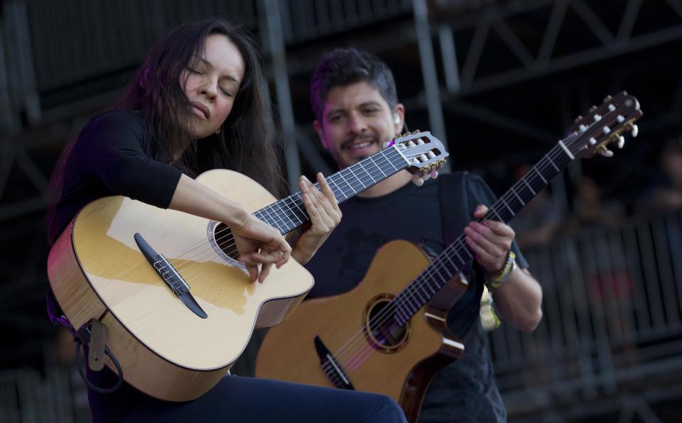 Rodrigo Y Gabriela and C.U.B.A. perform during the Bonnaroo Music and Arts Festival in Manchester, Tenn., Friday, June 8, 2012. (AP Photo/Dave Martin)