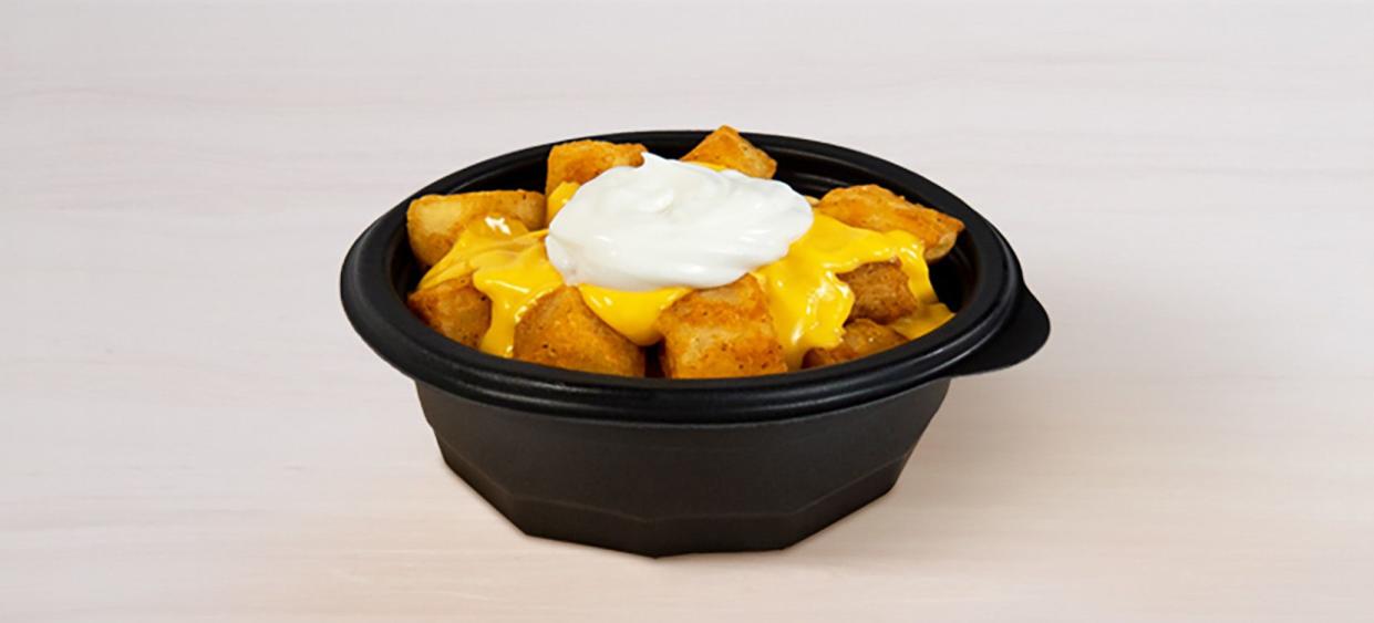 Bowl of Cheesy Fiesta Potatoes from Taco Bell.