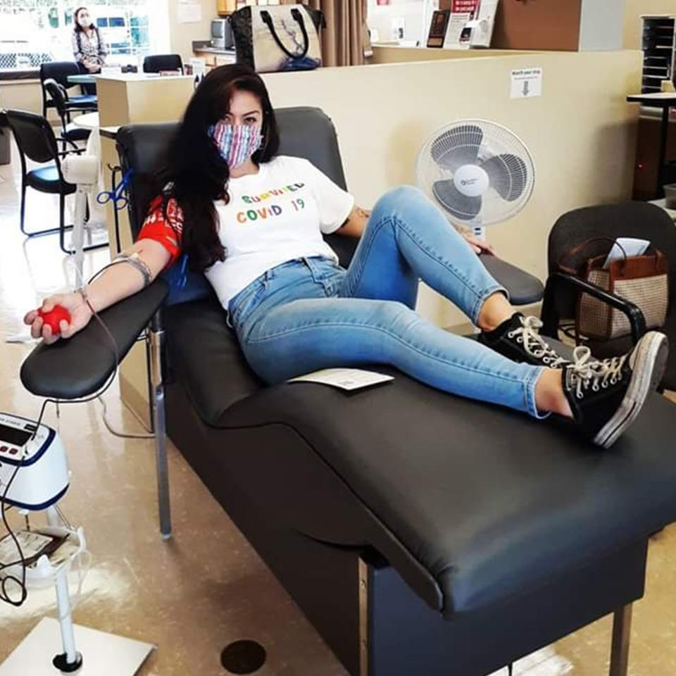 Yvette Paz is giving back to her community after her coronavirus diagnosis by donating plasma and participating in food drives. (Courtesy of Yvette Paz)