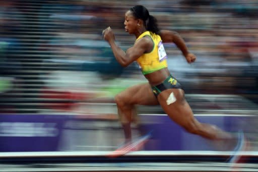 Jamaica's Veronica Campbell-Brown competes in the women's 200m semi-finals at the athletics event during the London 2012 Olympic Games on August 7. Campbell-Brown will attempt an unprecedented Olympic treble on Wednesday as Usain Bolt prepares to edge closer to his second gold of the Games