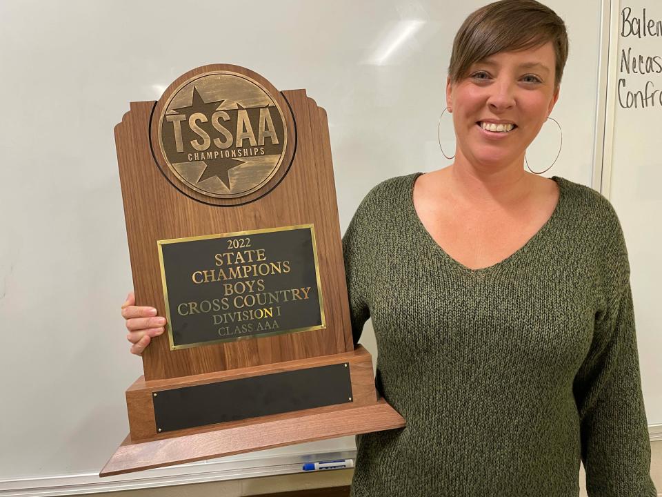 Chelsea Osborne is a championship cross country coach and has the trophies to prove it at Farragut High School.