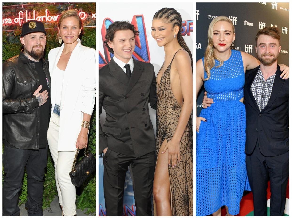 Benji Madden and Cameron Diaz; Tom Holland and Zendaya; Erin Darke and Daniel Radcliffe.