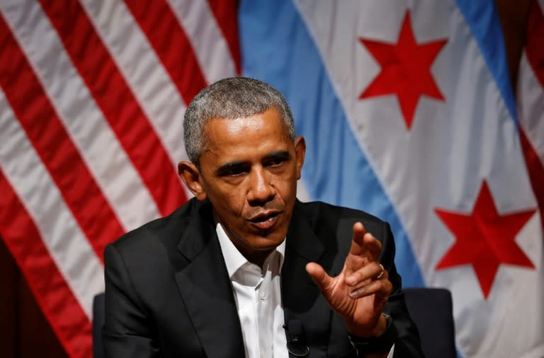Former US President Barack Obama speaks with young people about community organizing in his first public appearance since leaving the White House