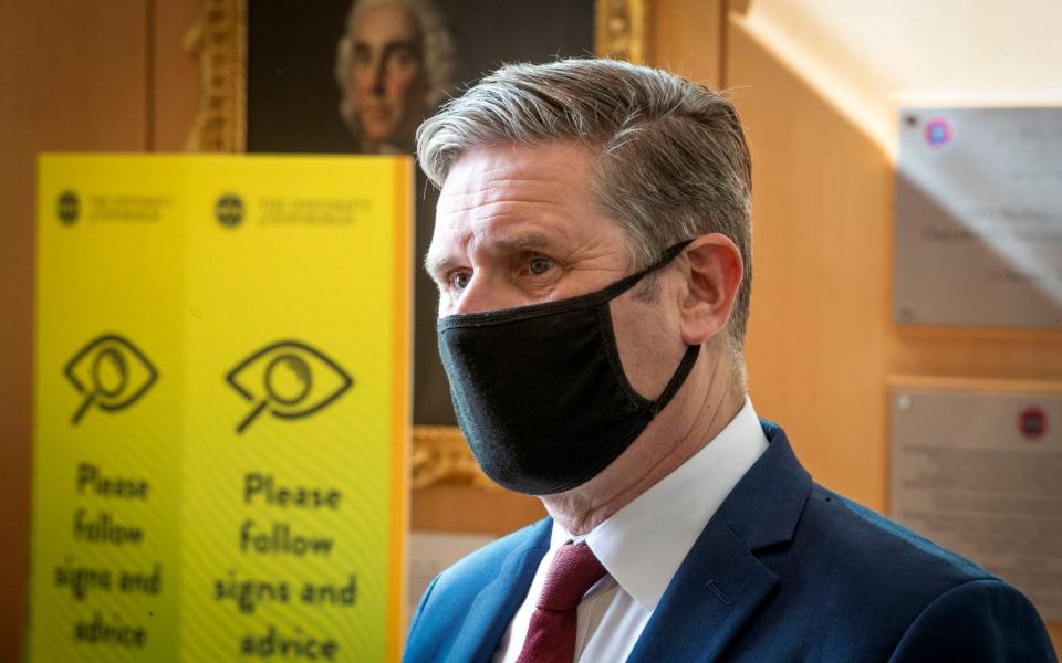 Labour leader Sir Keir Starmer wearing a face mask during a recent visit to the University of Edinburgh School of Medicine - Jane Barlow/PA Wire