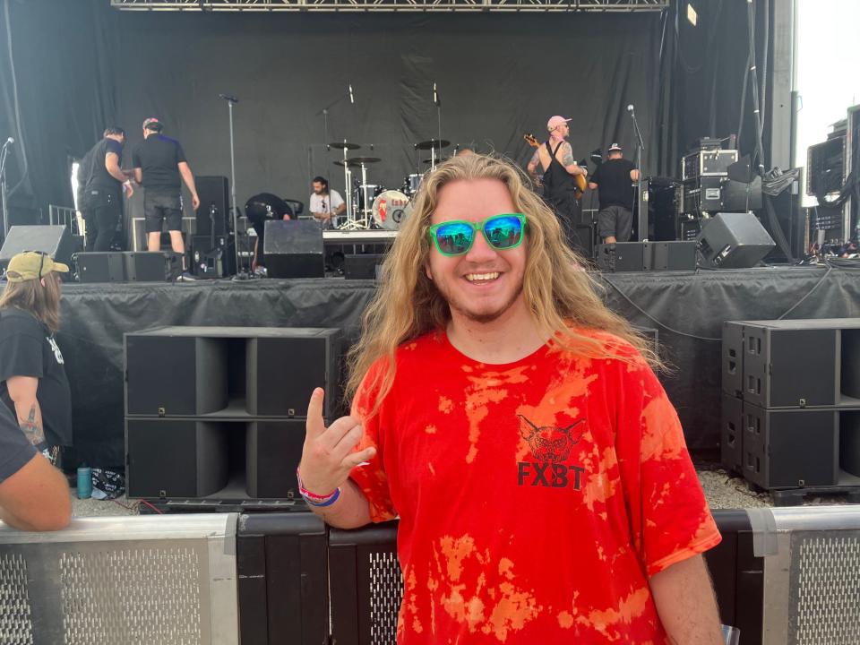 Jack Cummins, 24 of Louisville, secured a spot at the front of the stage about a half hour before FoxBat took the stage at Louder Than Life Friday.