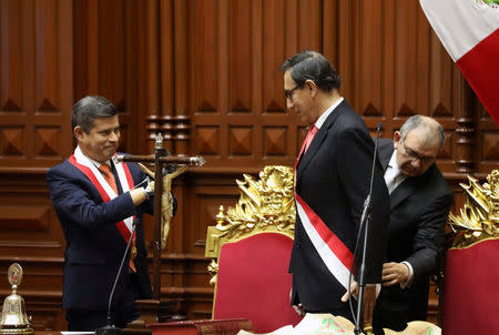 Vice President Martin Vizcarra is sworn in as President at the Peruvian congress building in Lima, Peru, March 23, 2018. REUTERS/Mariana Bazo