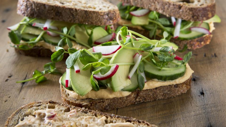 vegetable sandwich's on a rustic wood background