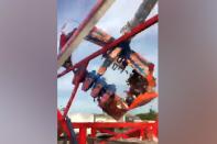 <p>An image taken from video, a swinging and spinning amusement park ride called the Fire Ball broke apart on the opening day of the Ohio State Fair on Wednesday, June 27, 2017. (KTRK-Houston) </p>