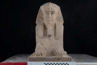 <p>Sensationsfund im Süden Ägyptens: Bei Bauarbeiten am Kom-Ombo-Tempel nahe Assuan wurde eine Sphinx-Statue aus Sandstein gefunden. Das Alter der weniger als einen Meter hohen Figur wird auf über 2.000 Jahre geschätzt. (Bild: The Ministry of Antiquities/Handout via Reuters) </p>