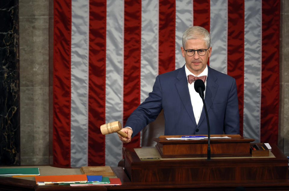 Speaker Pro Tempore Patrick McHenry presides over a vote for speaker of the House on Wednesday. 