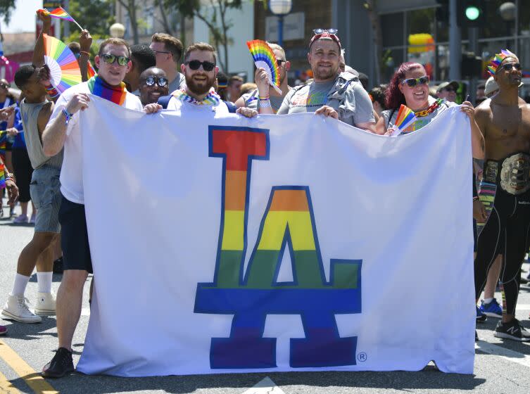 WEST HOLLYWOOD, CALIFORNIA - JUNE 07: LA Dodgers Pride at LA Pride 2019 on June 07, 2019.