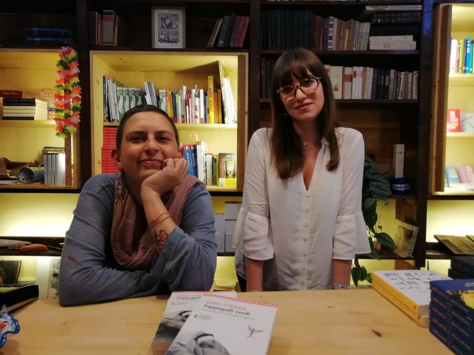 Maria Carmela Sciacca, owner of bookstore Legatoria Prampolini, and medical student Aurora Lo Porto, right, pictured on Nov. 5, 2019. | Courtesy Stefania D'Ignoti