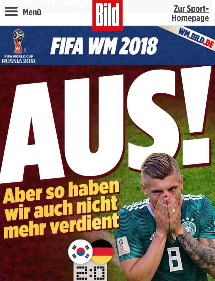 German tabloid Bild said the national side ‘didn’t deserve anything’. (Twitter)