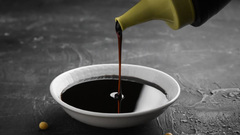 Soy sauce in a bowl