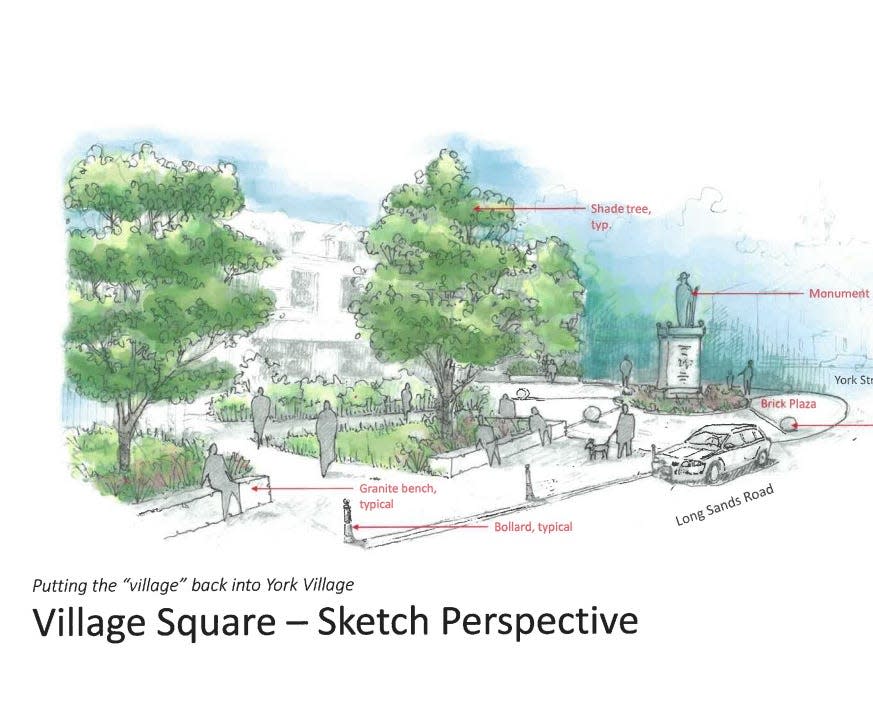 The York Village project is expected bring a brick plaza, open lawn, parking improvements and new sidewalks to the area and has been in the works for more than 10 years.
