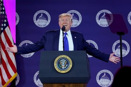 President Donald Trump delivers remarks at Values Voter Summit