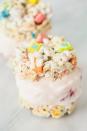 <p>Sandwich your favorite ice cream with luck (well, Lucky Charms and gooey marshmallows). </p><p>Get the <strong><a href="https://www.delish.com/cooking/recipe-ideas/recipes/a47655/lucky-charms-ice-cream-sandwiches-recipe/" rel="nofollow noopener" target="_blank" data-ylk="slk:Lucky Charm Ice Cream Sandwiches recipe;elm:context_link;itc:0;sec:content-canvas" class="link ">Lucky Charm Ice Cream Sandwiches recipe</a> </strong>from Delish.  </p>