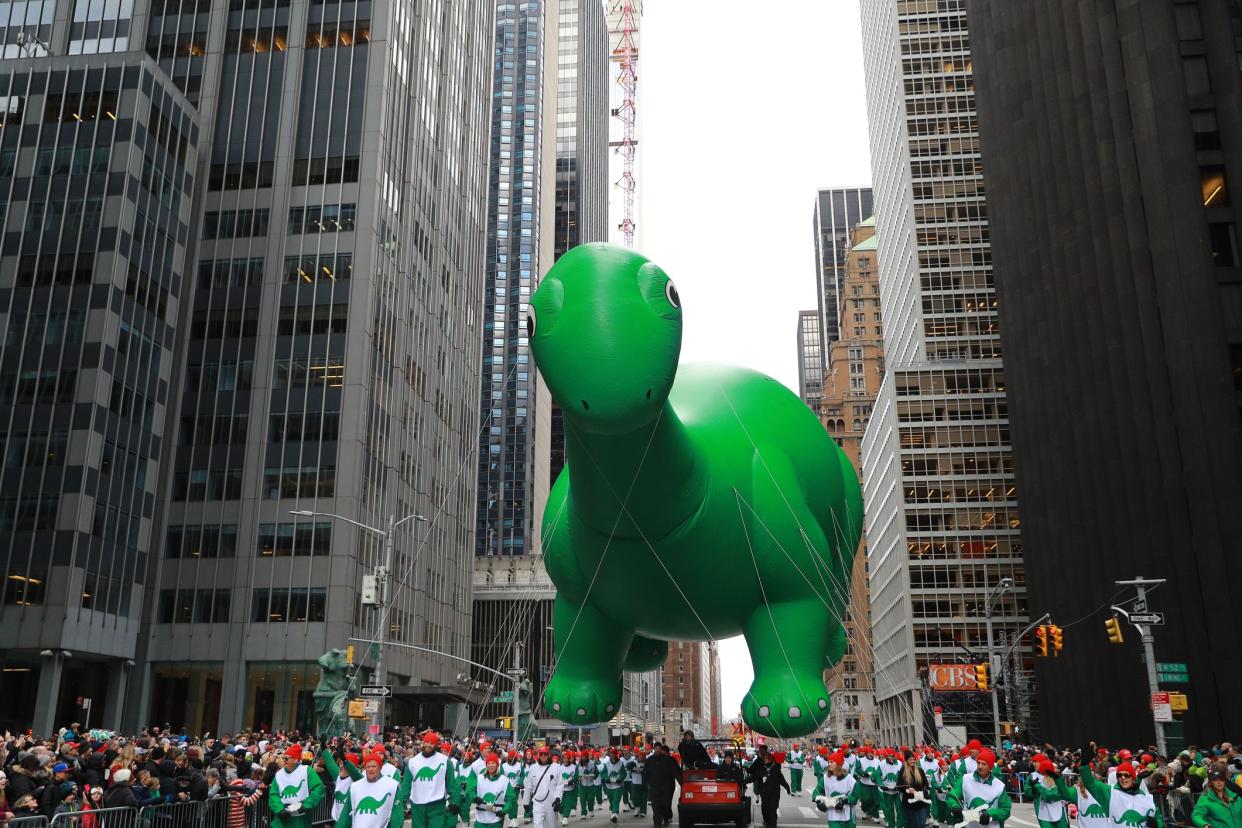 New York, New York - November 28, 2019: Sinclair Oil Corporation and DINO, America's most famous Apatosaurus, returns to the 93rd Macy's Thanksgiving Day Parade in New York, November 28, 2019. (Photography by Gordon Donovan)