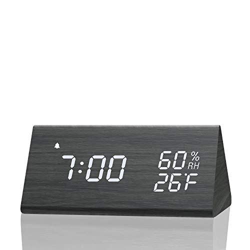 28) JALL Digital Alarm Clock, with Wooden LED Time Display