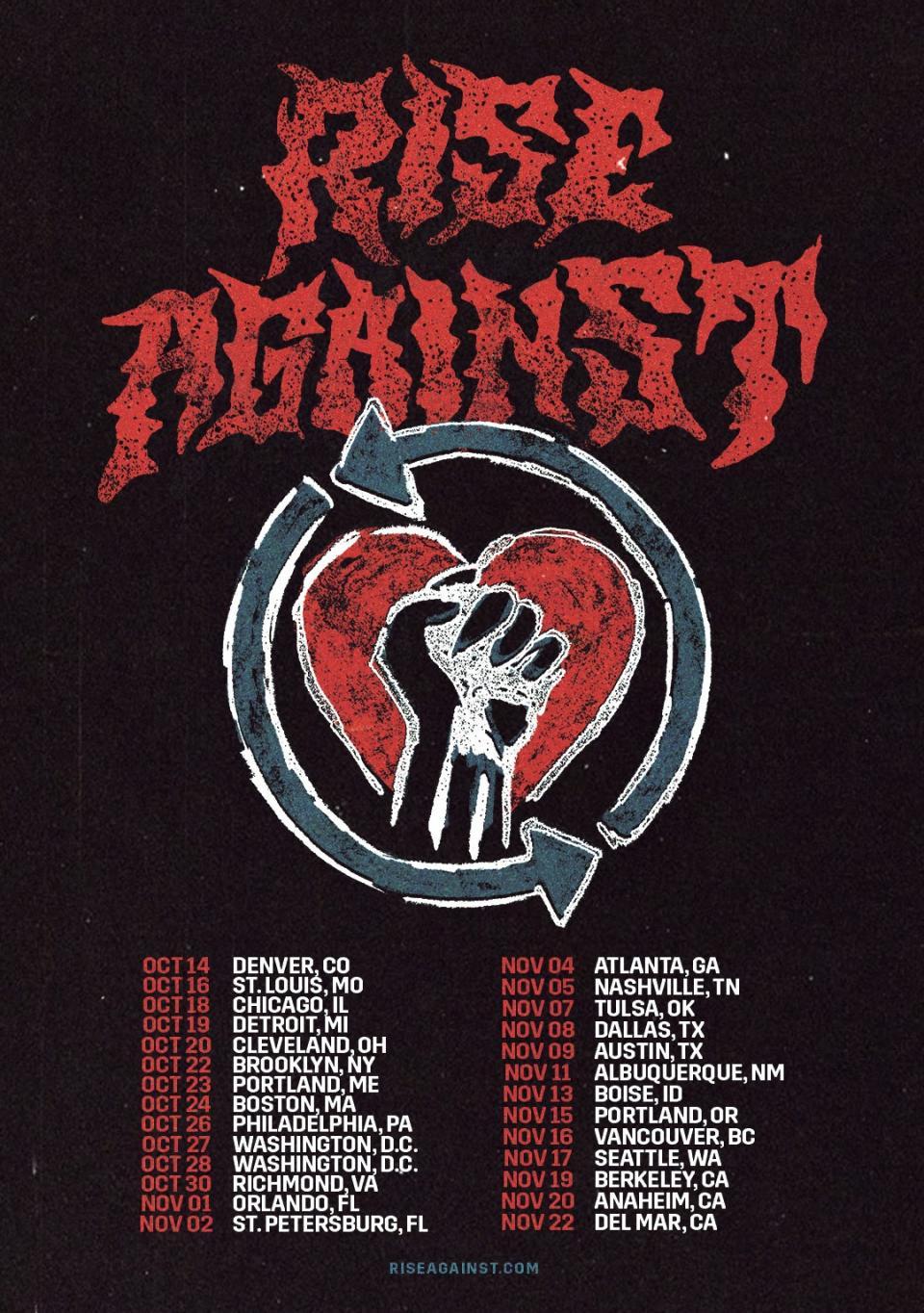Rise Against 2024 tour poster