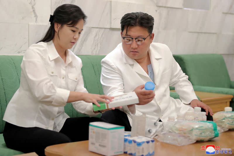 FILE PHOTO: North Korean leader Kim Jong Un sends home-prepared medicines to the Haeju City Committee of the Workers' Party of Korea (WPK)