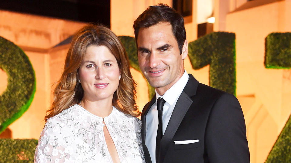 Roger Federer (pictured right) shares a photo with his wife Mirka (pictured left).