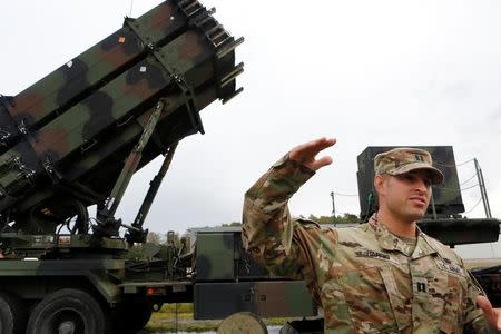 U.S. captain Thomas Harris gestures during the exercise 'Aurora 17' at Save airfield in Goteborg, Sweden September 13, 2017. Henrik Brunnsgard/TT News Agency/via REUTERS