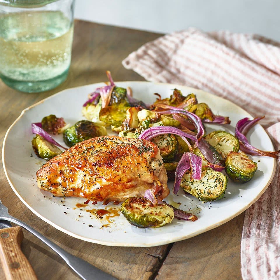 Salt & Vinegar Sheet-Pan Chicken & Brussels Sprouts