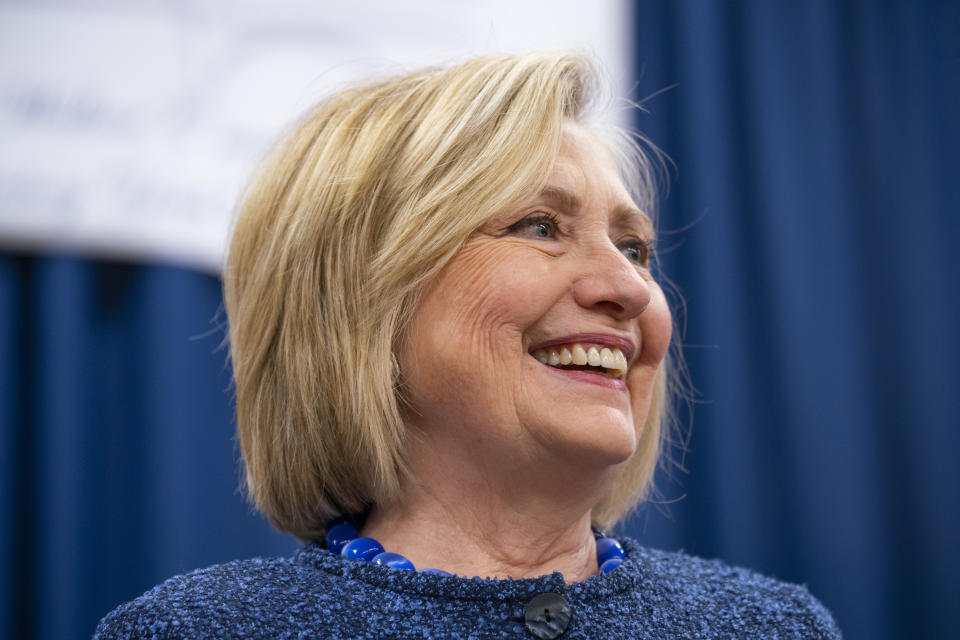 Hillary Clinton seconded a tweet from AOC, and the women’s supporters were here for the collaboration. (Photo: Nicole Craine/Bloomberg via Getty Images)