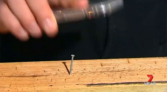 Need to hammer a nail but don't have a hammer? No problem. Source: 7 News