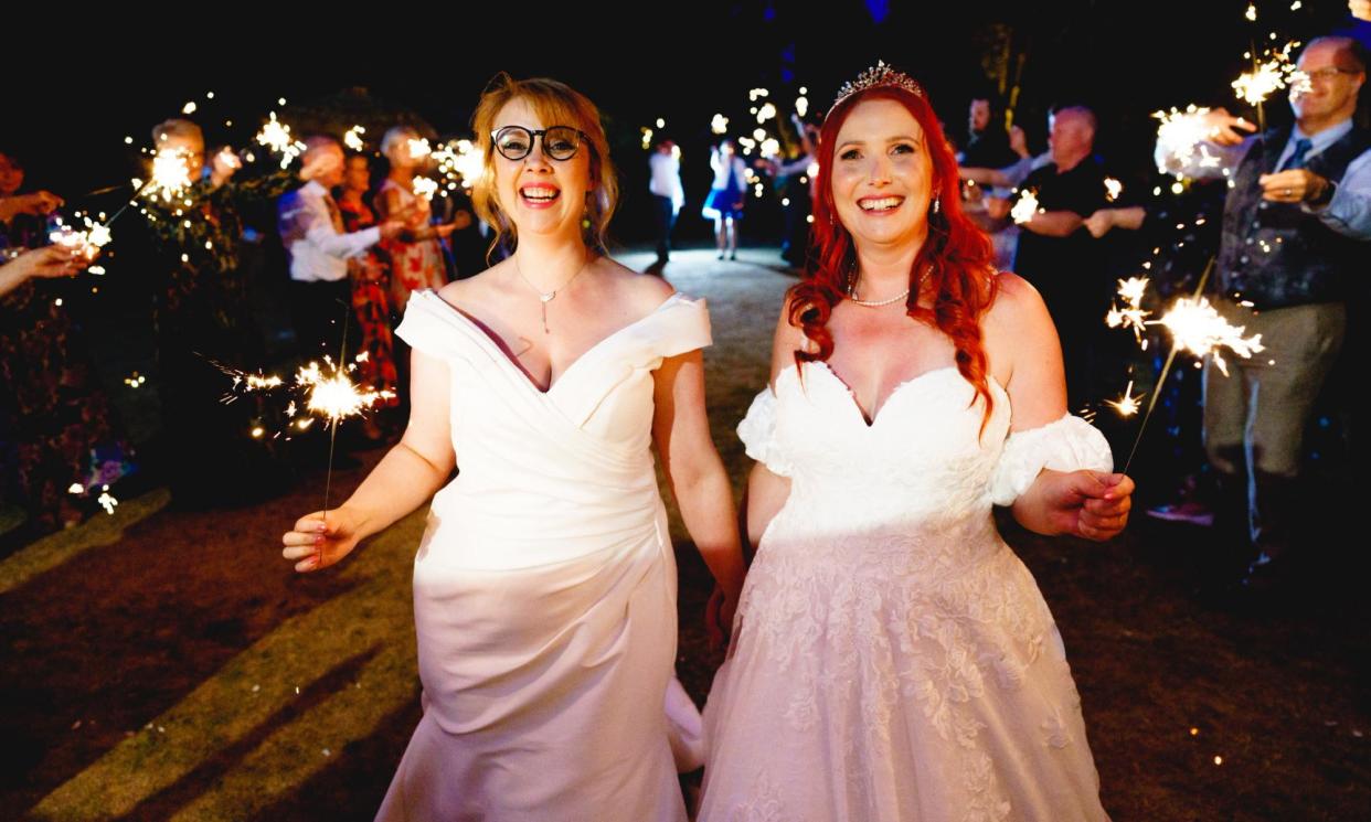 <span>‘It’s the support you don’t even know you need…’ Bethany and Rachel on their wedding day in July 2022.</span><span>Photograph: Winston Sanders</span>